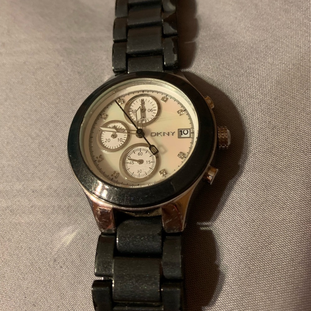 Black DKNY watch